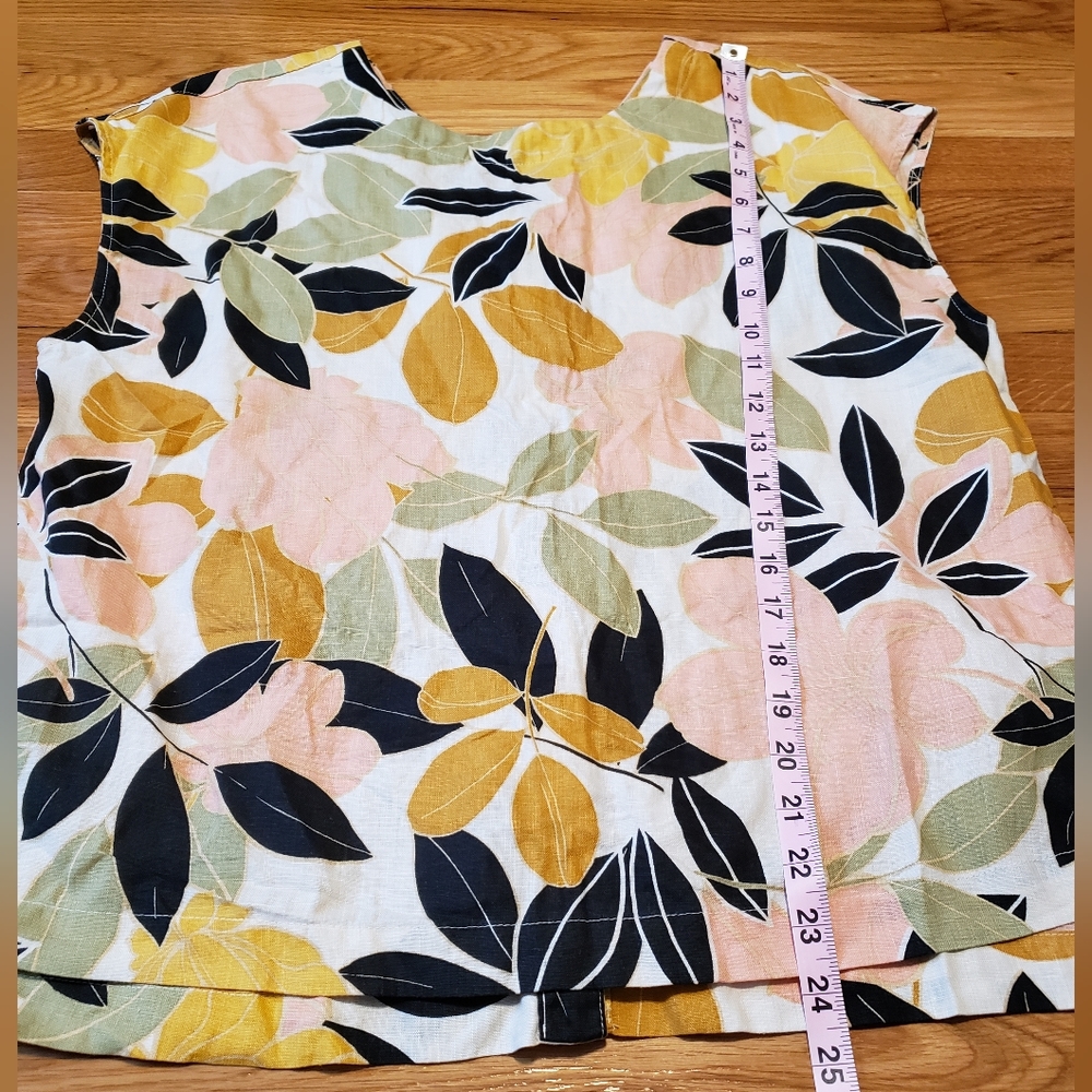 Rachel Zoe Medium 100% Linen Floral Tank Top - Picture 3 of 7